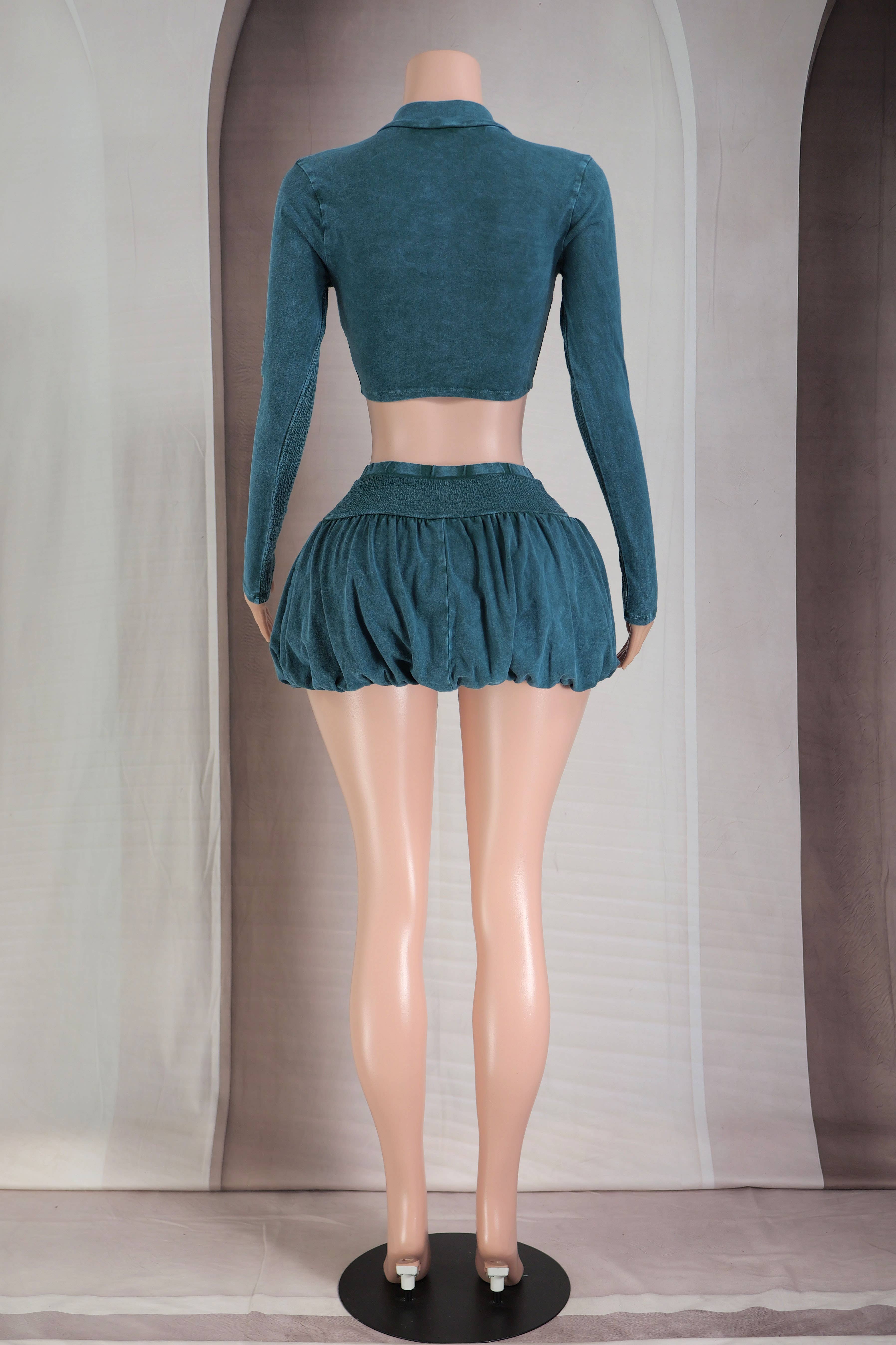 Dalia Studio - Vendita all'ingrosso Completo top e gonna - Donna - SET GIACCA A CONTRASTO MINERAL WASH E GONNE A BOLLE14