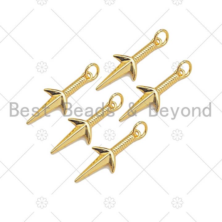 Gold Filled Sword Shape Pendant, 18K Gold Filled Sword Charm, Necklace Bracelet Charm Pendant, 9x23mm, Sku#Y444 for wholesale by BestBeads&Beyond