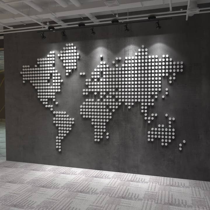 World Map 3D Dots Wall Decor for wholesale by Guipp-Decor - Decoriy