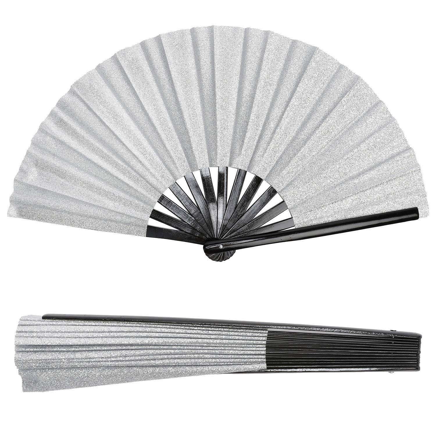 SP Sophia Collection - Wholesale Handheld Folding Fan - Glittered Nylon Fabric Folding Hand Fan4