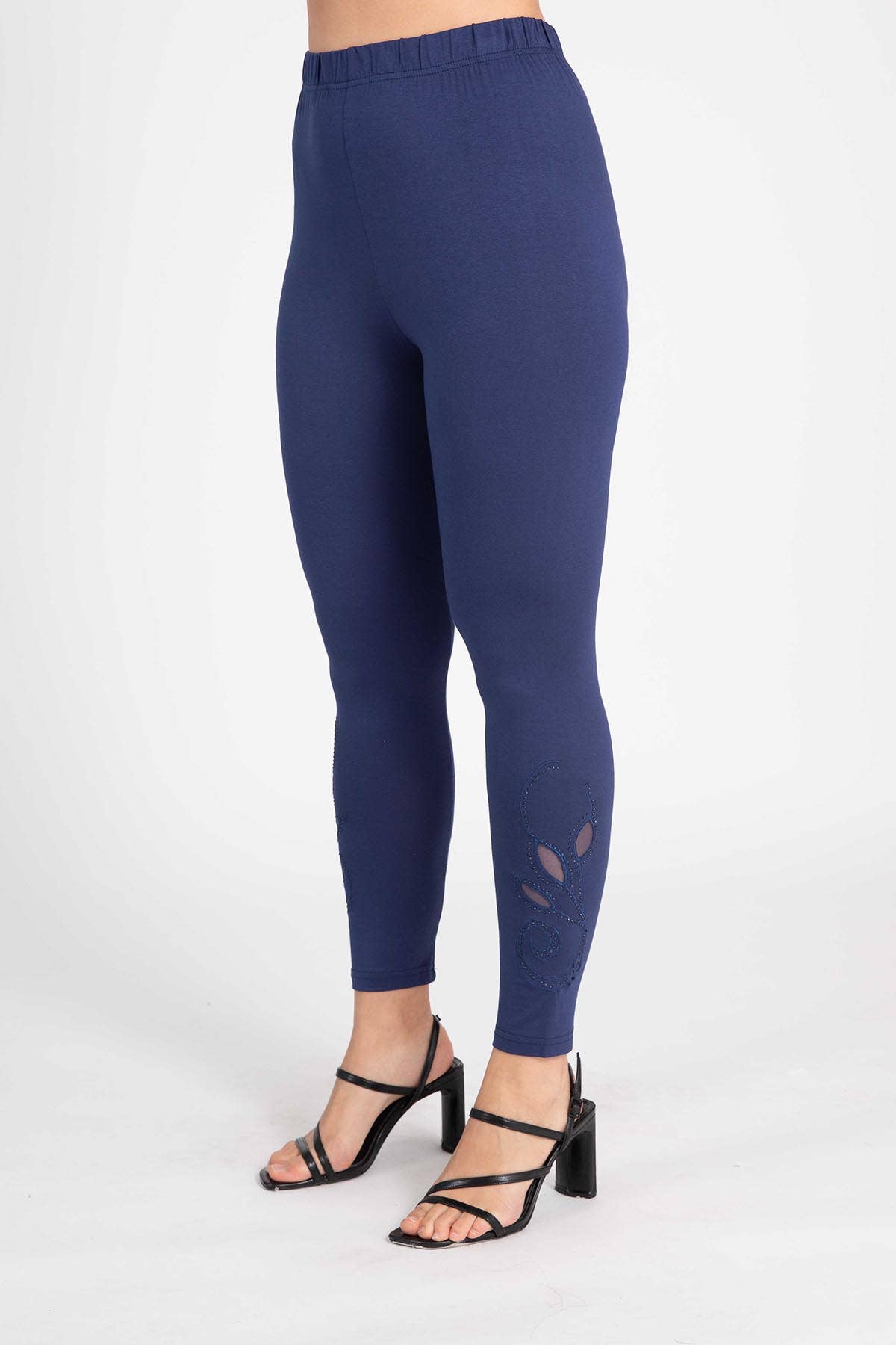 Pomme Rouge Paris - Venta al por mayor Leggings modernos - Mujer - Legging azul con estampado floral (B226*)2
