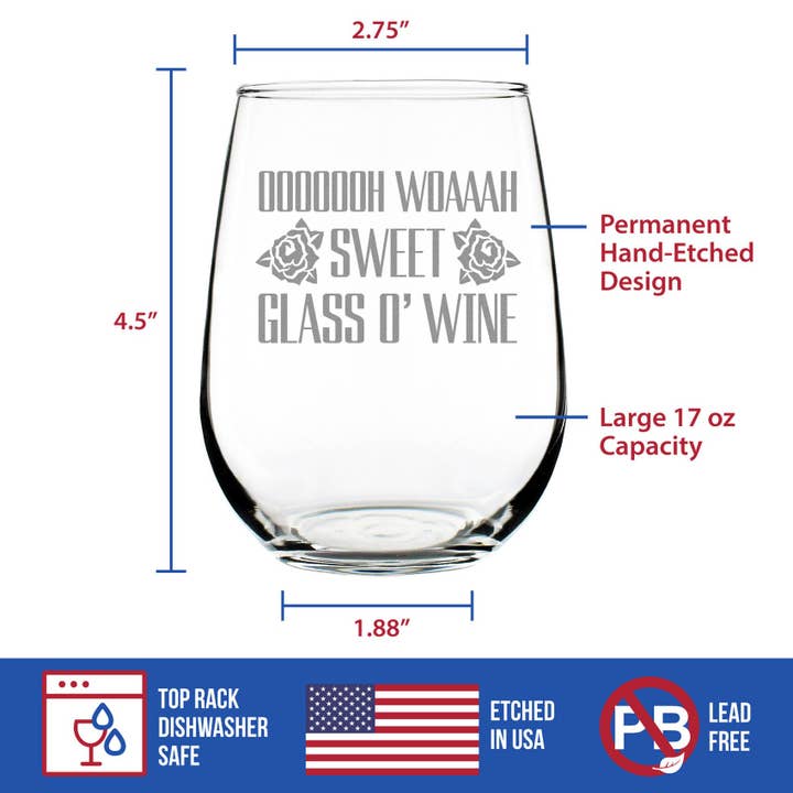 bevvee - Wholesale Wine Glass - Sweet Glass o Wine Stemless Wine Glass - Funny Gifts