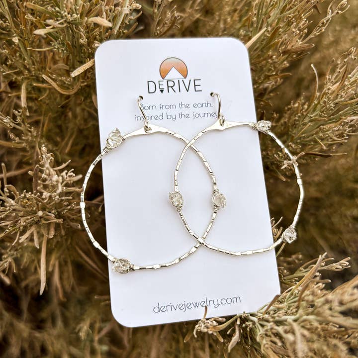 Derive Jewelry - Vendita all'ingrosso Orecchini a cerchio - Orecchini a cerchio con diamante Herkimer Stargazer2