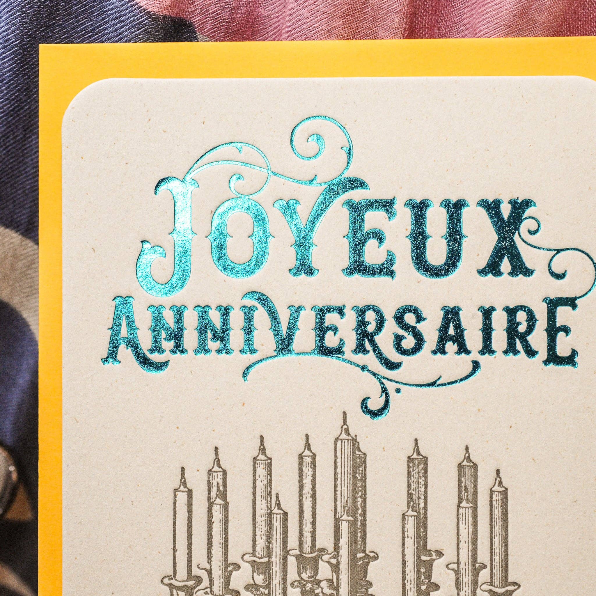 L'Atelier Letterpress - Wholesale Birthday Card - Letterpress Card Happy Birthday Cake, teal (with env.)1