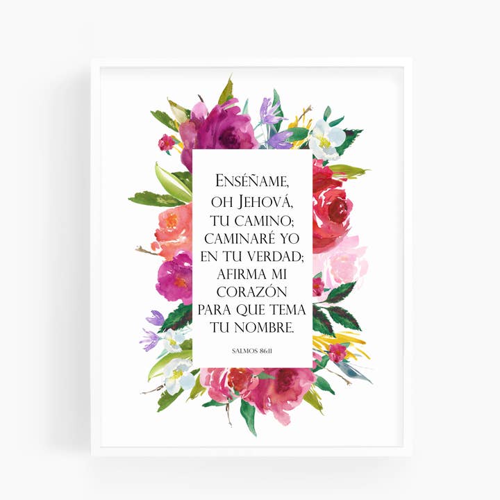 Salmos 86:11 | Spanish Watercolor Bible Verse Art Print for wholesale by Scripture and Grace