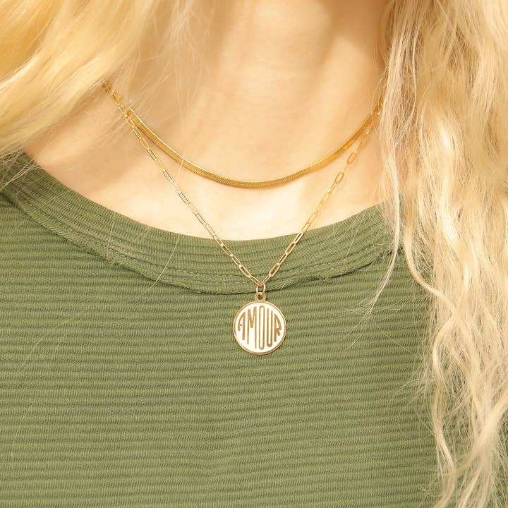 WJW - Wholesale Individual Charm/Pendant - 18K Gold PVD Stainless Steel Round Amour Charm3