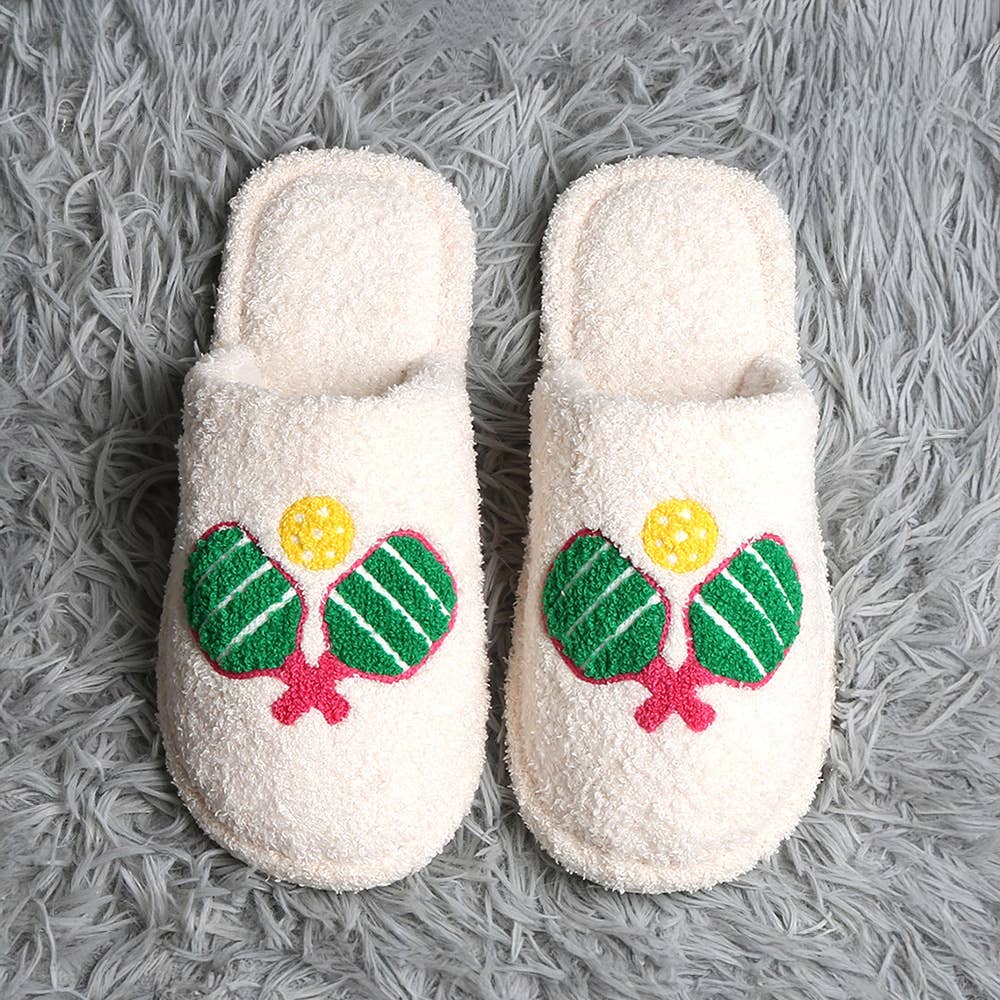 Sensibling Corp. - Wholesale Slippers - Women's - Cozy Pickleball Embroidered Indoor Floor Slippers