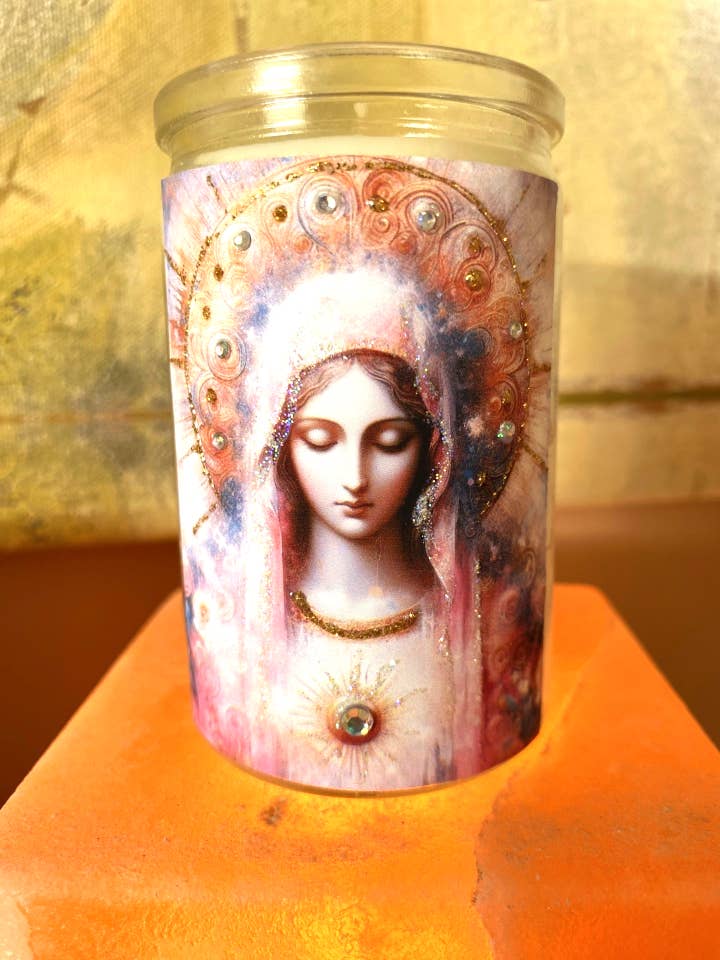 Young Mary Hand-Embellished Small Candle for wholesale by Tatiana