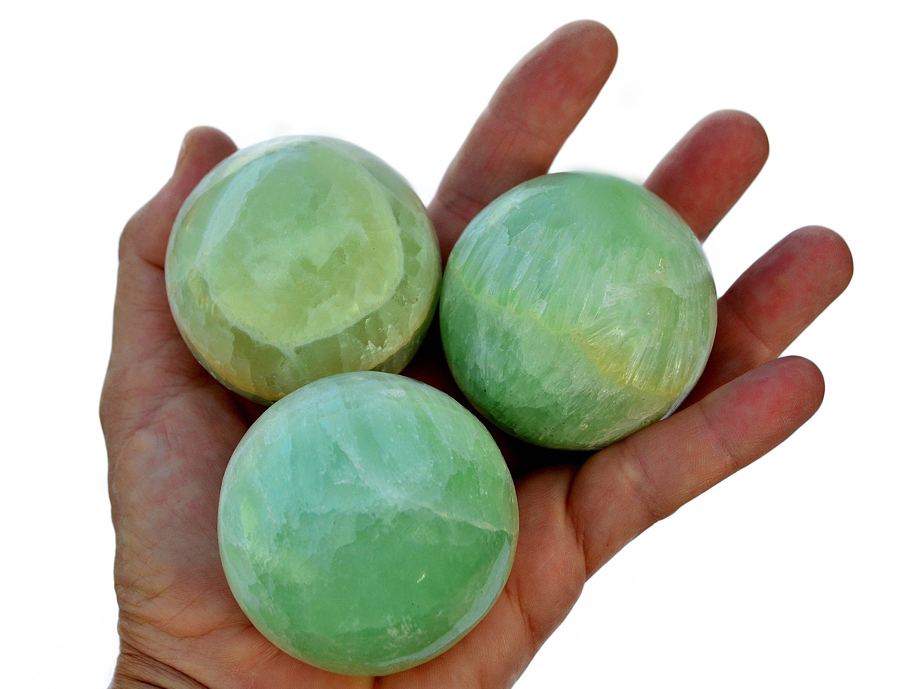 Kaia & Crystals - Wholesale Spiritual Stone/Crystal - Natural Pistachio Calcite Sphere (40mm - 60mm)0