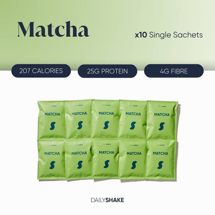 Matcha x10 posepakke for engroshandel hos Daily Shake