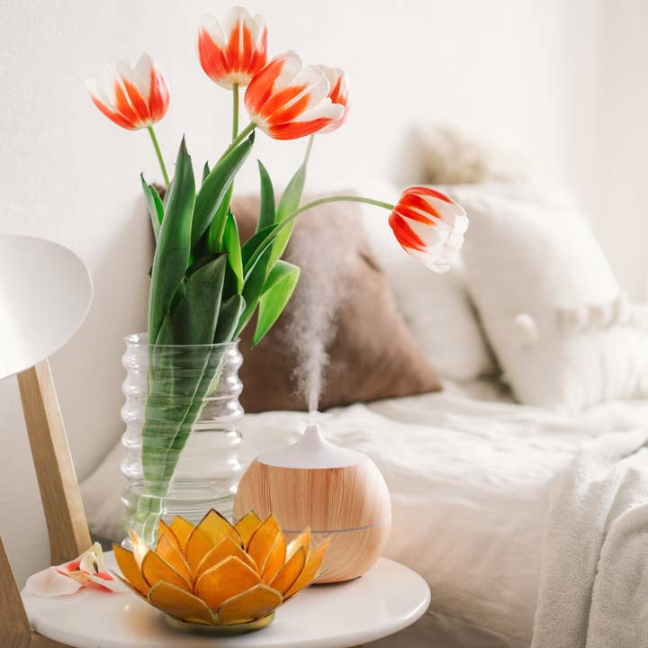 Om Gallery - Wholesale Candle Holder - 36pc Case Pack Amber Gemstone Lotus TLight - 15% Off1