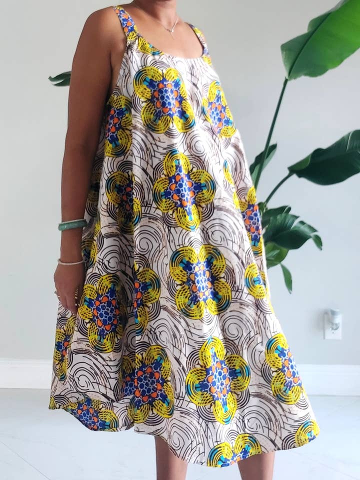 Sun Dress/ Mid Length/ Spagetti Straps/With Scarf for wholesale by India Batik
