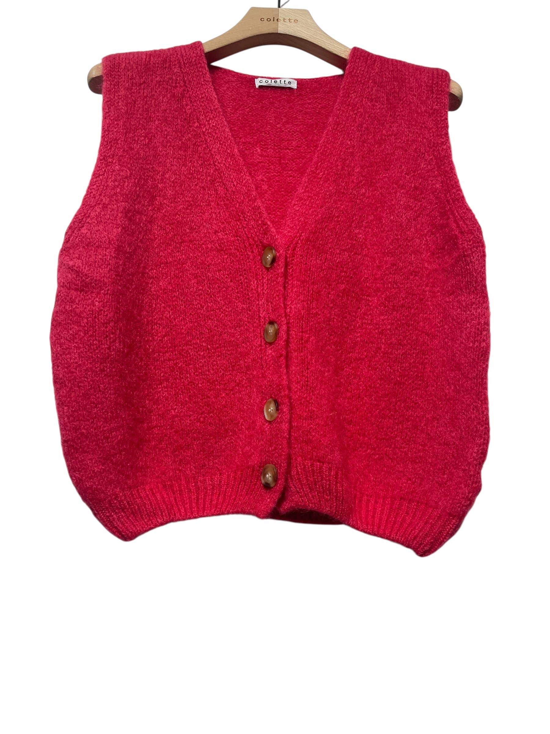 LINEN & COTTON HOUSE - Wholesale Sweater Vest - Women's - Sleeveless sweater with buttons 507134