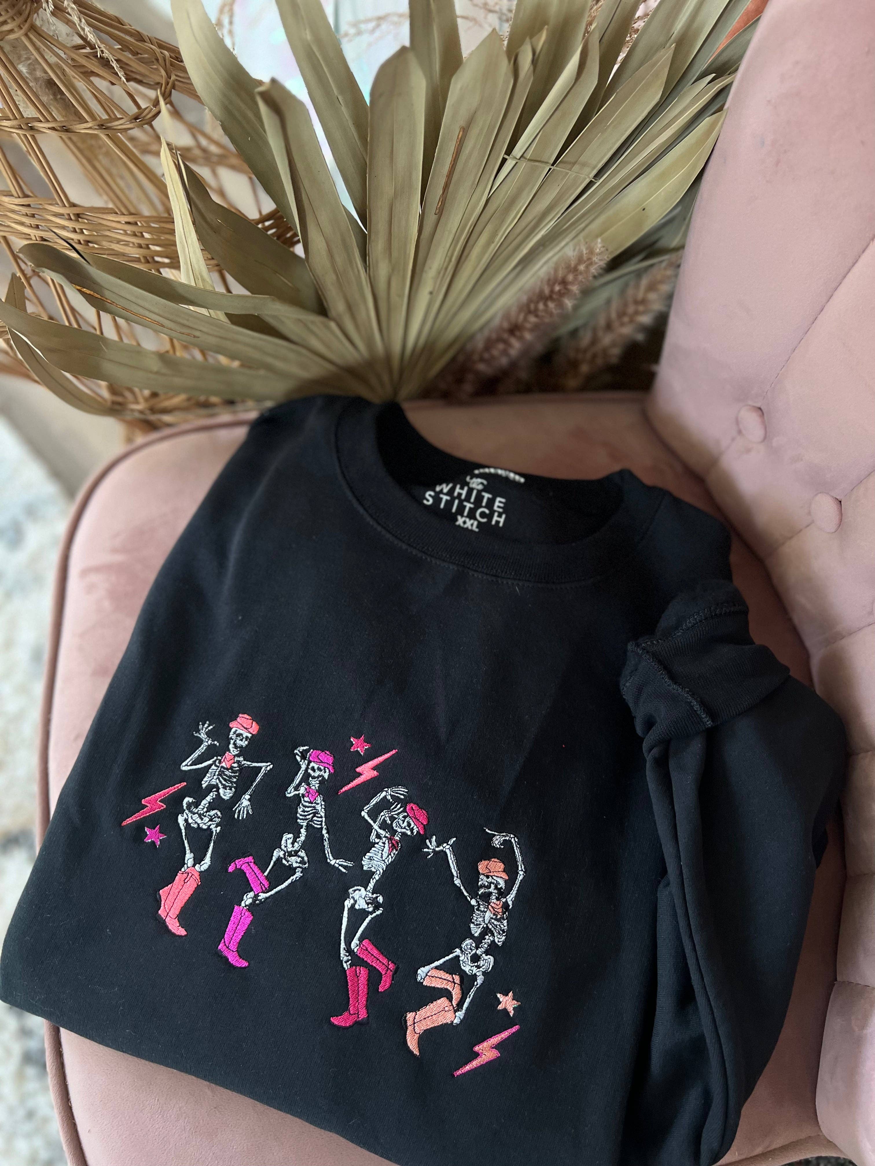 The White Stitch – Sweatshirt - Mulher por atacado – Esqueletos Dancing | Preto1