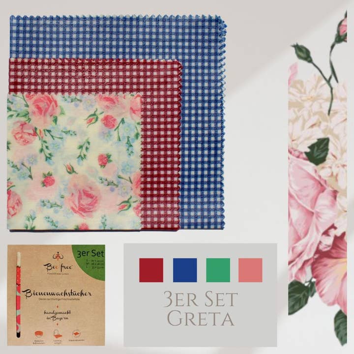 Greta økologisk bivoksklude sæt med 3 - håndlavet i Bayern for engroshandel hos Beefree - Plastikfreies Leben