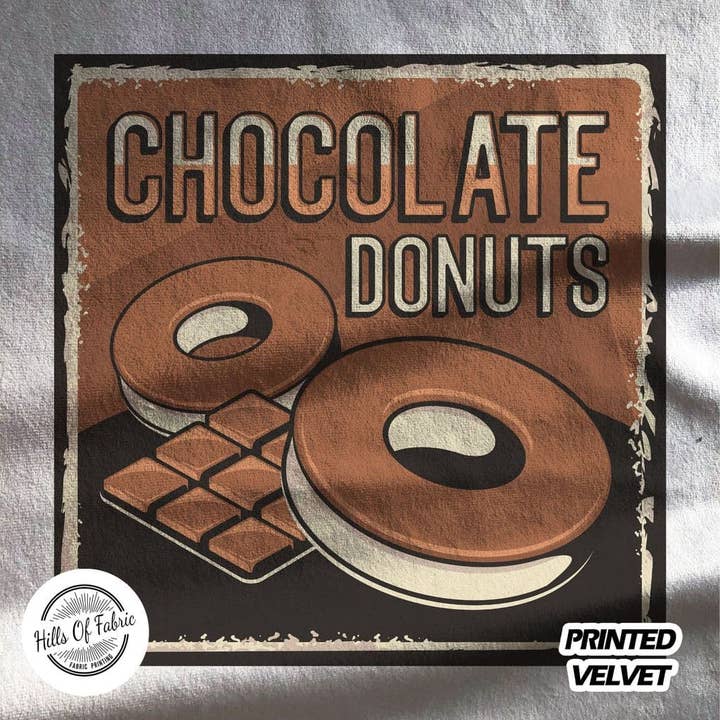 Hills Of Fabric - Venta al por mayor Tela - Panel de tela estampada Chocolate Donuts Sweet Treat