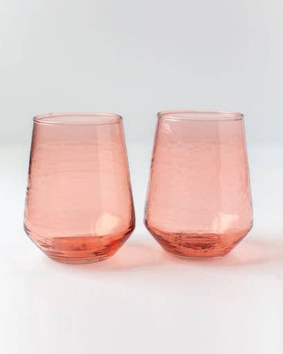 Acacia Creations - Vente Verre/tasse - Ensemble de 2 verres à eau soufflés à la main avec texture martelée6