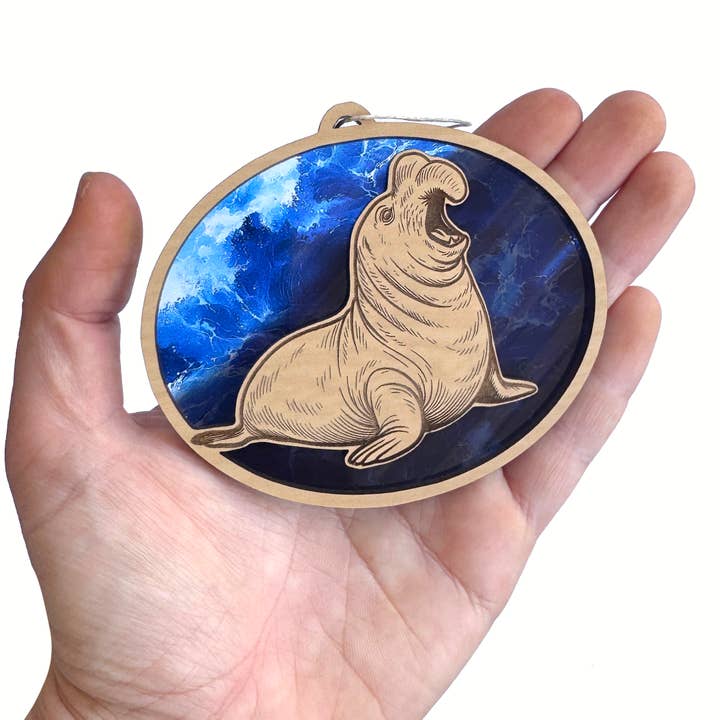 Art by Sharell - Vente Objets de décoration - Ornement de phoque éléphant, ornement d'animal océanique2