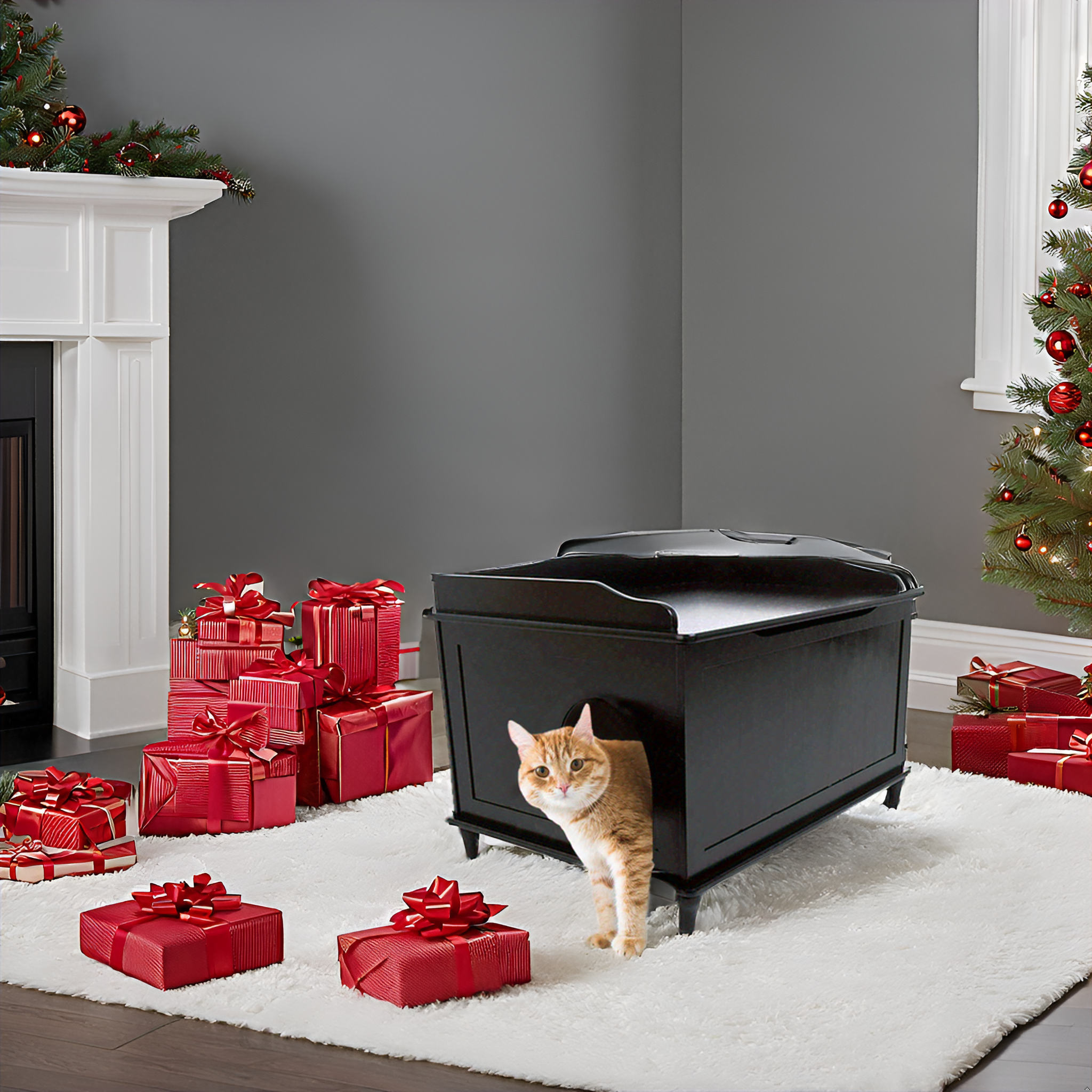 Designer Pet Products, LLC – Caixa de areia para gatos por atacado – Caixa Jumbo Preta para Gato - Enclosure escondido para caixa de areia8