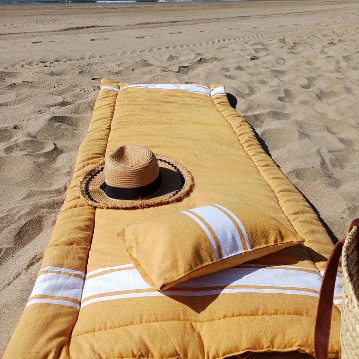 KASALUZ - Wholesale Beach Accessories - Inflatable beach cushion Auténtica Sage green 100% cotton