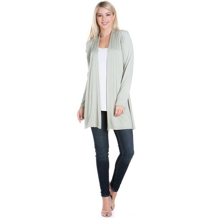 Azules Clothing - Wholesale Cardigan - Women's - Long Sleeve Open Front Draped Cardigan