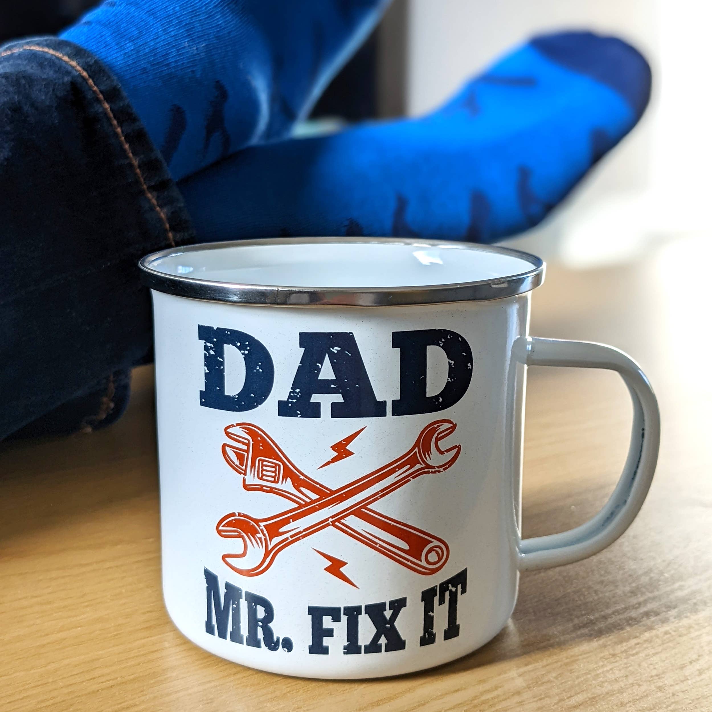 Robert Frederick Ltd – wholesale Coffee mug – Gentlemen's Emporium Enamel Mug & Socks - Dad Mr Fix It1