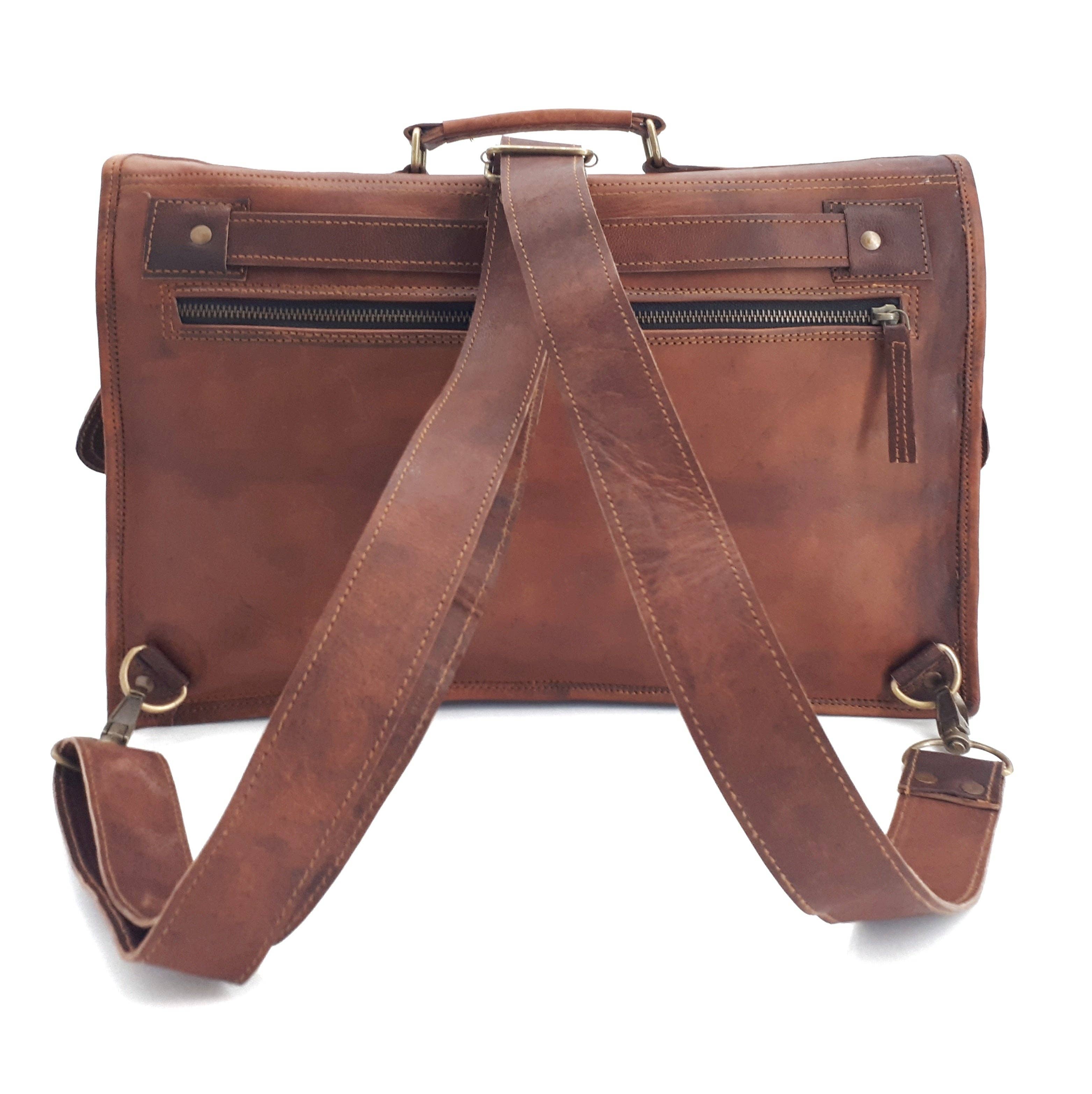Rust Sydney – wholesale Laptop bag – Unisex – The Big Pommie 16-inch Old School Leather Satchel Bag5