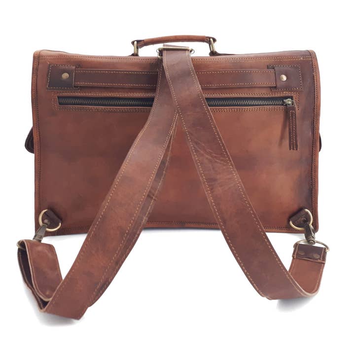 Rust Sydney – wholesale Laptop bag – Unisex – The Big Pommie 16-inch Old School Leather Satchel Bag5