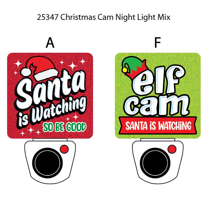 Novelty Brands - Wholesale Night Light - Christmas Santa Cam Night Light AC Wall- 6/Display