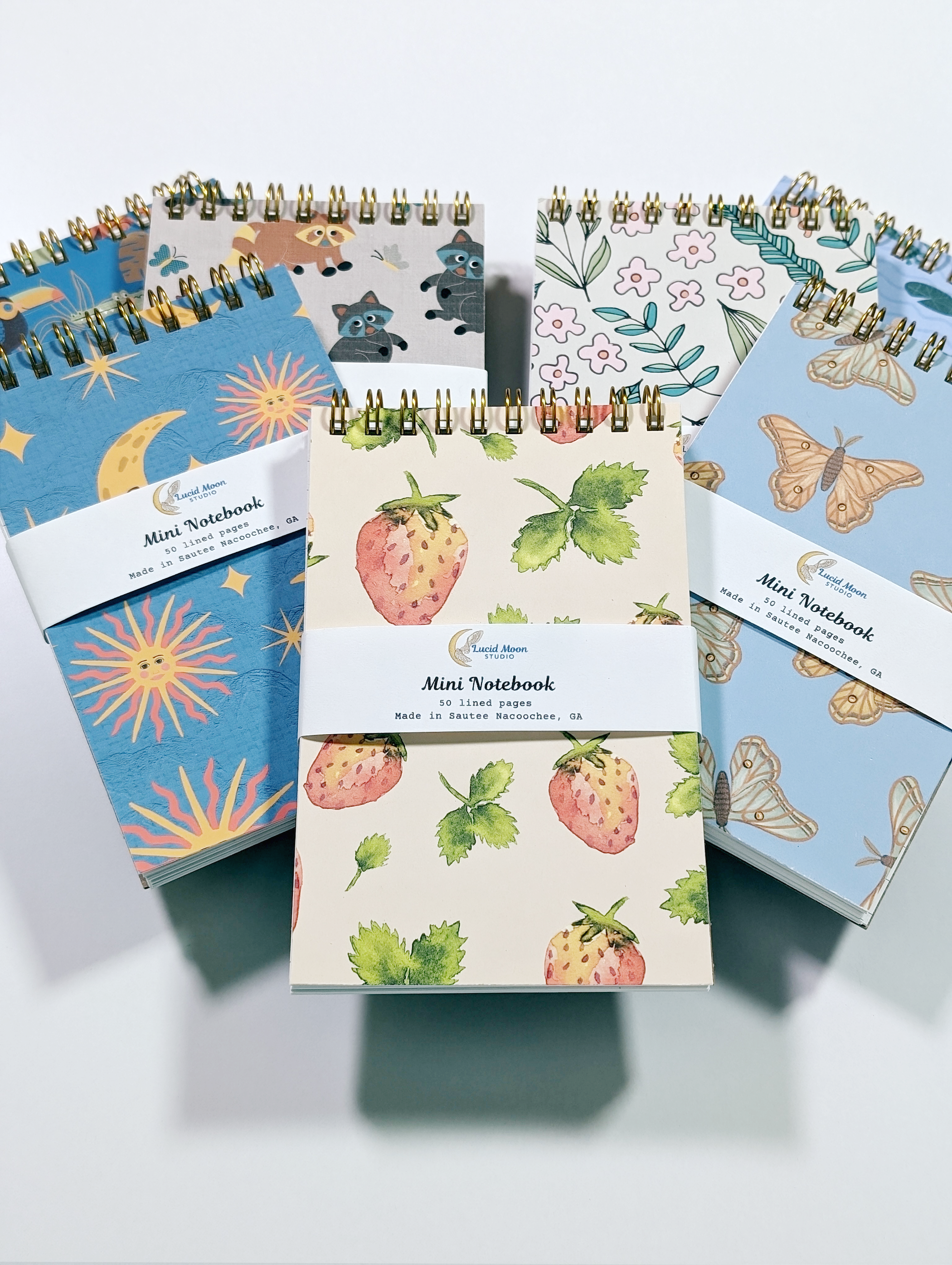 Lucid Moon Studio, LLC - Wholesale Notebook - Floral Doodles Top Spiral Jotter Pocket Notebook3