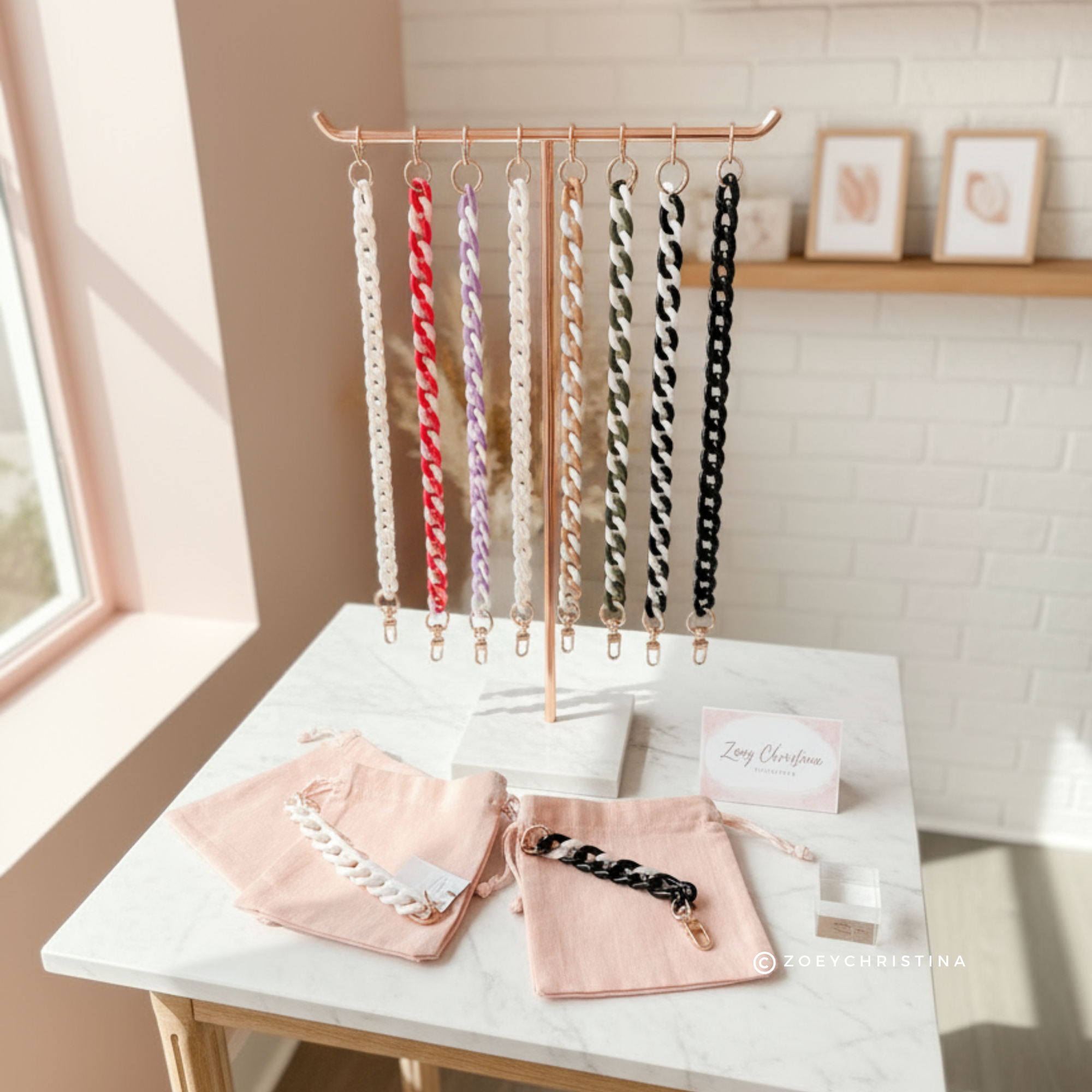 Zoey Christina - Wholesale Accessoire voor portemonnee/tas - Dames - Chunky acryl tassenkettingen – 8 kleuren, 42 cm lang3