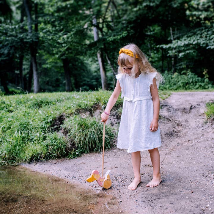 Friendly Toys - Wholesale Wood Toy - Kids - Handmade Wooden Toy, Pink Duck Push Toy3