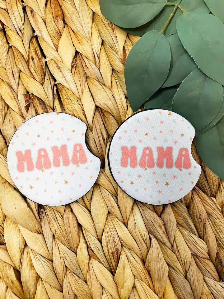 Pastel Stars Mama Coasters - Set of 2 for wholesale by Miss Printed Co