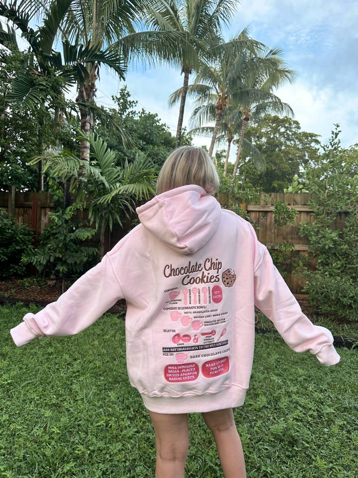 Light Pink Chocolate Chip Cookie Recipe Embroider Hoodie for wholesale on Faire3