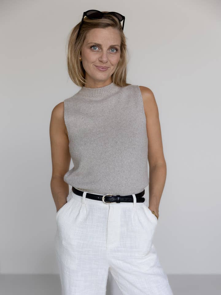 MOCK NECK TANK CASHMERE/SILK for wholesale by PURA Clothing