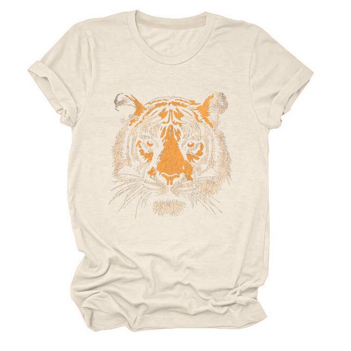 ACCITY - Wholesale Screen Printed T-Shirt - Women's - Women’s Summer Tee with Stylish Tiger Print_CWTTSL0494