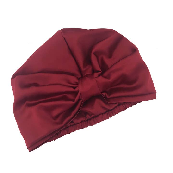 Burgundy Mulberry Silk Sleep Cap Fully Lined- 10 colours for wholesale by Mille Saisons