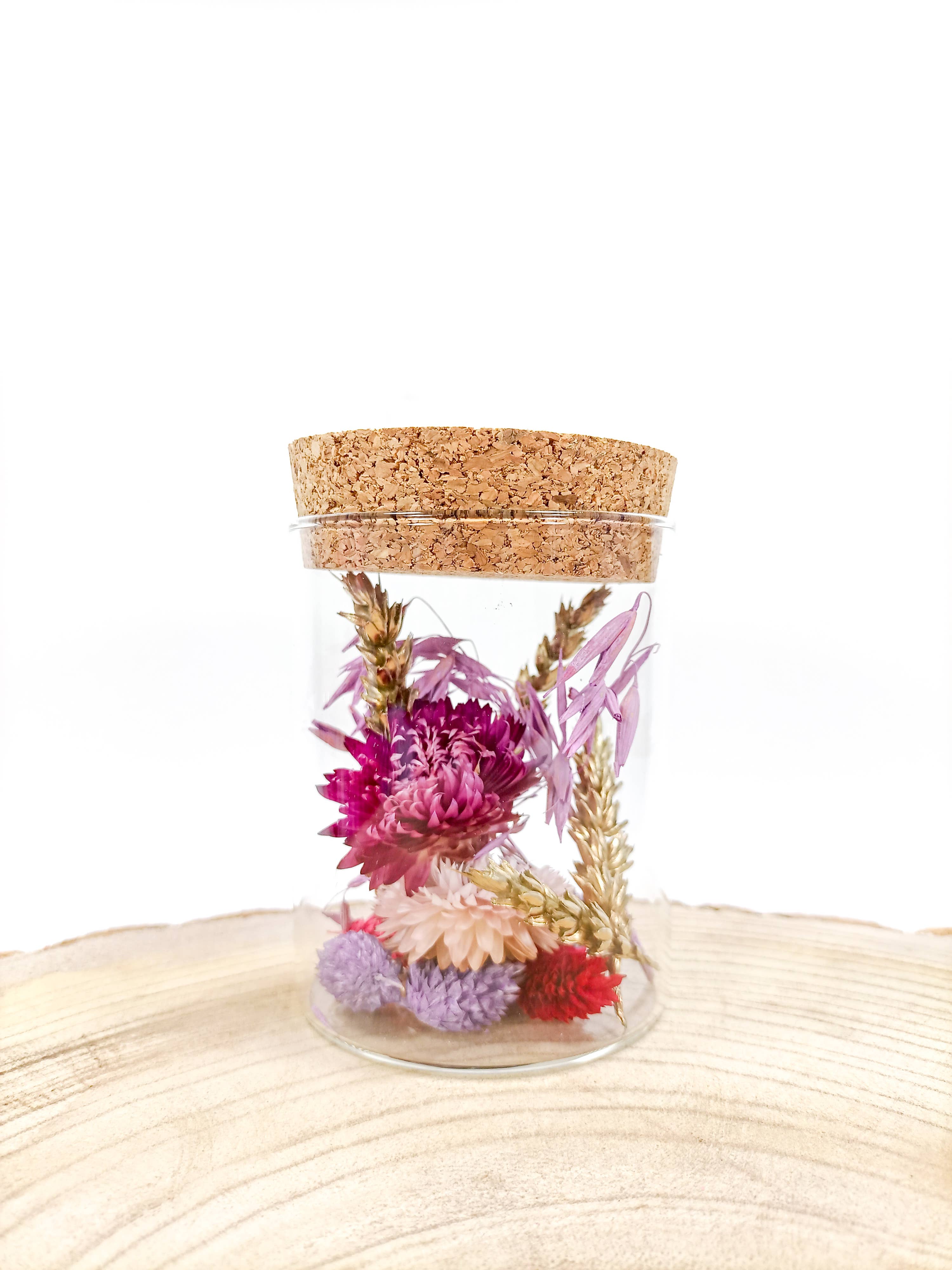 DRYdecorations - Wholesale Dried/Pressed Flowers - Droogbloemen in fles collectie COLD PINK2