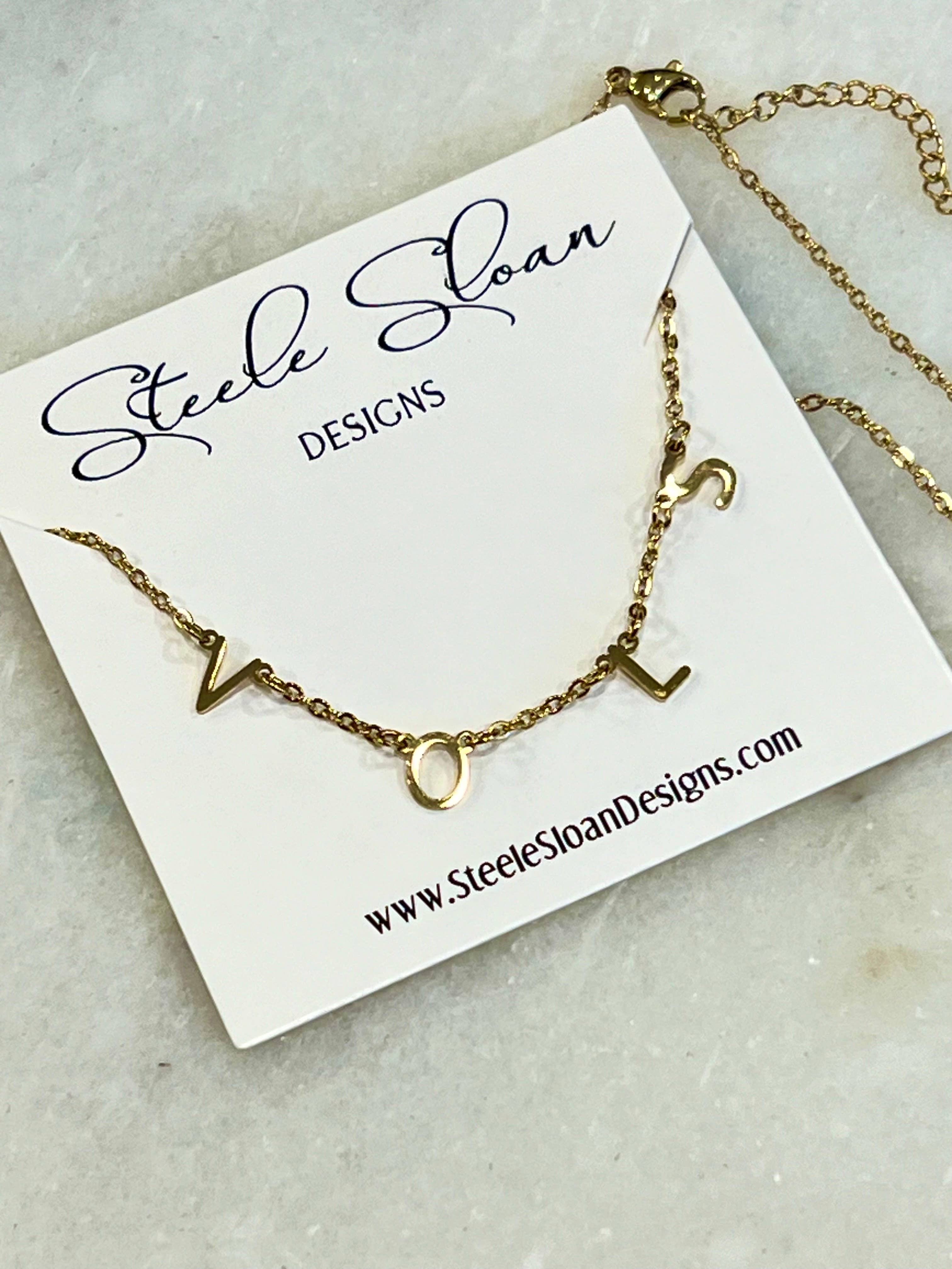 Steele Sloan Designs - Wholesale Pendant/Charm Necklace - VOLS Charm Necklace Gold VOLS Dangle Layer Necklace 2