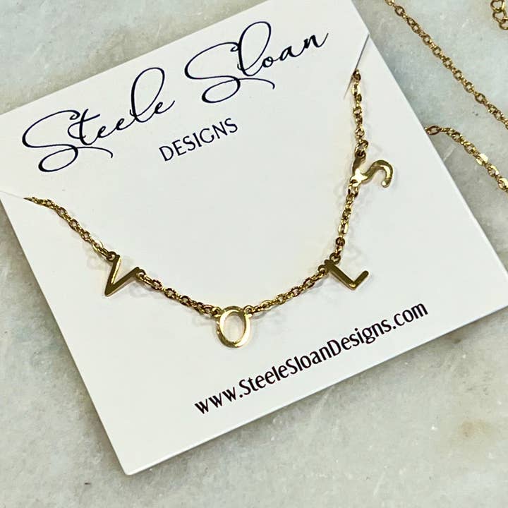 Steele Sloan Designs - Wholesale Pendant/Charm Necklace - VOLS Charm Necklace Gold VOLS Dangle Layer Necklace 2