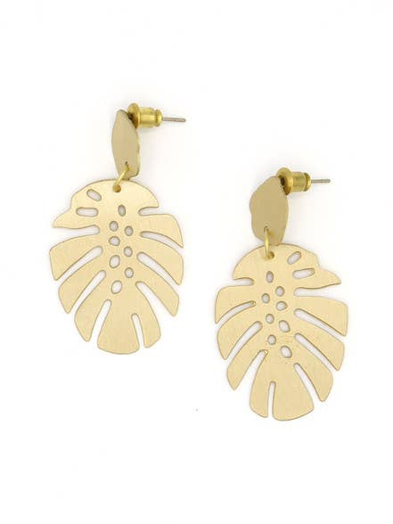 Fair Anita – wholesale Hängande örhängen – Monstera Studs2