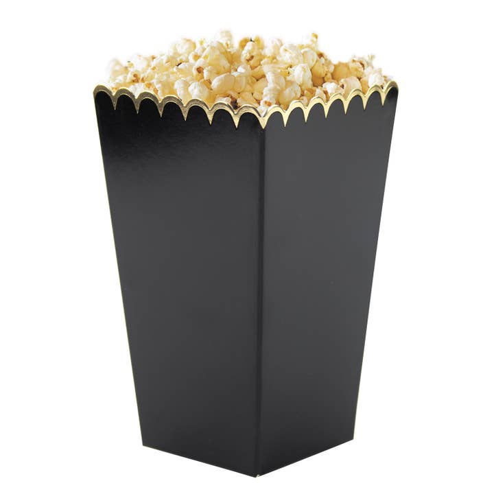 Tim&Puce Factory - Vendita all'ingrosso Borse/Scatole per gadget da festa - Confezione da 8 scatole per popcorn nere e oro1