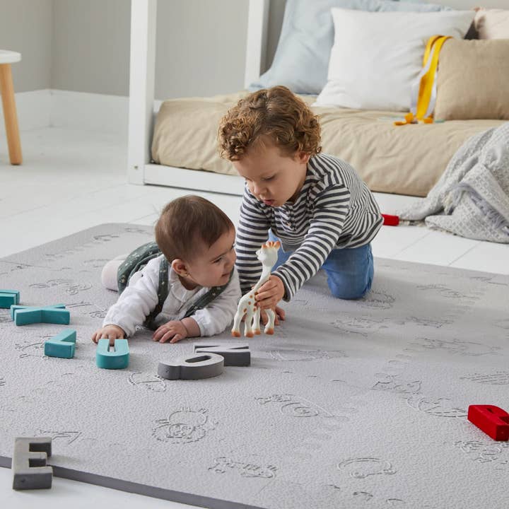 Tappetino da gioco imbottito grigio per neonati per la vendita all'ingrosso da parte di LUBABYMATS