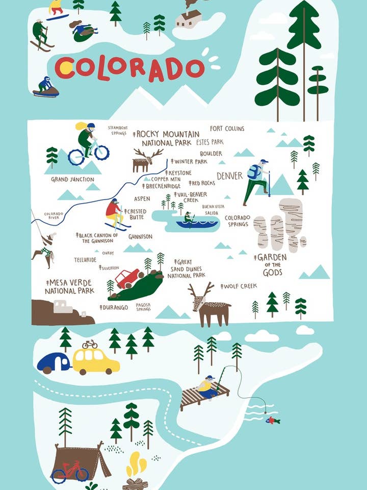 Theedoek Colorado State Icons voor wholesale door Vestiges