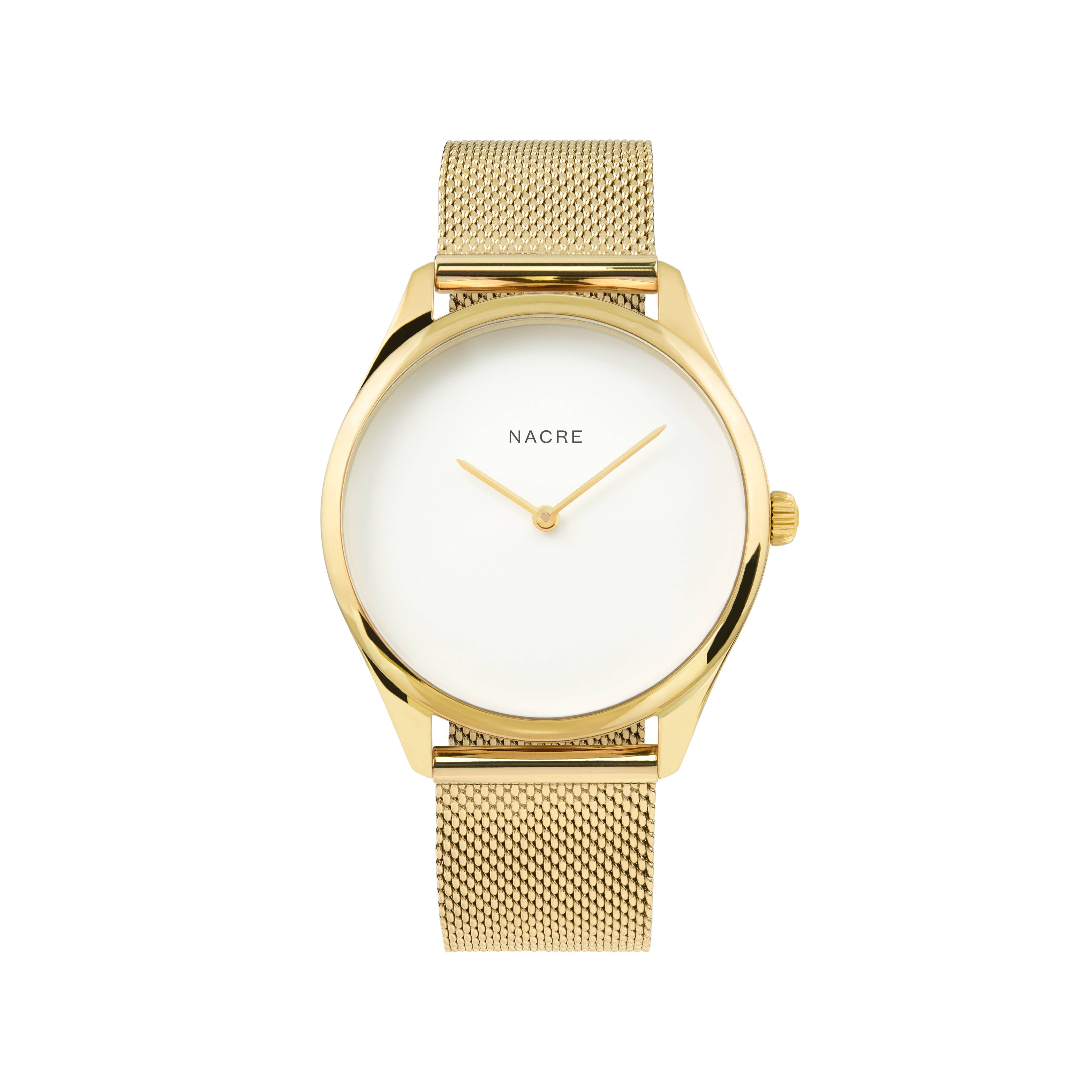 Nacre – wholesale Wrist watch – Women's – Nacre Lune Watch Pearlized Dial Gold - Gold Mesh