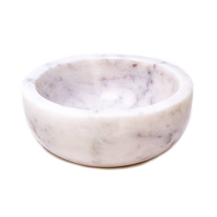 Global Crafts – wholesale Dekorativ tallrik/fat/skål – Handgjord marmorskål, vit