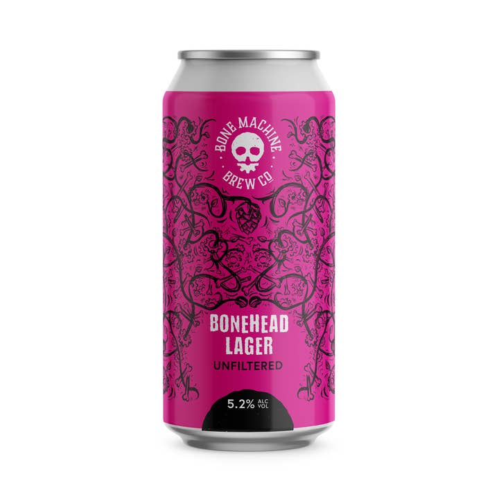 BONE MACHINE BONEHEAD LAGER 5.2% 12x440ml for wholesale by Bone Machine Brew, Co. Ltd.
