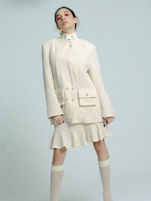 Blazer oversized de punto de algodón ligero color arena para venta al por mayor de relax baby be cool