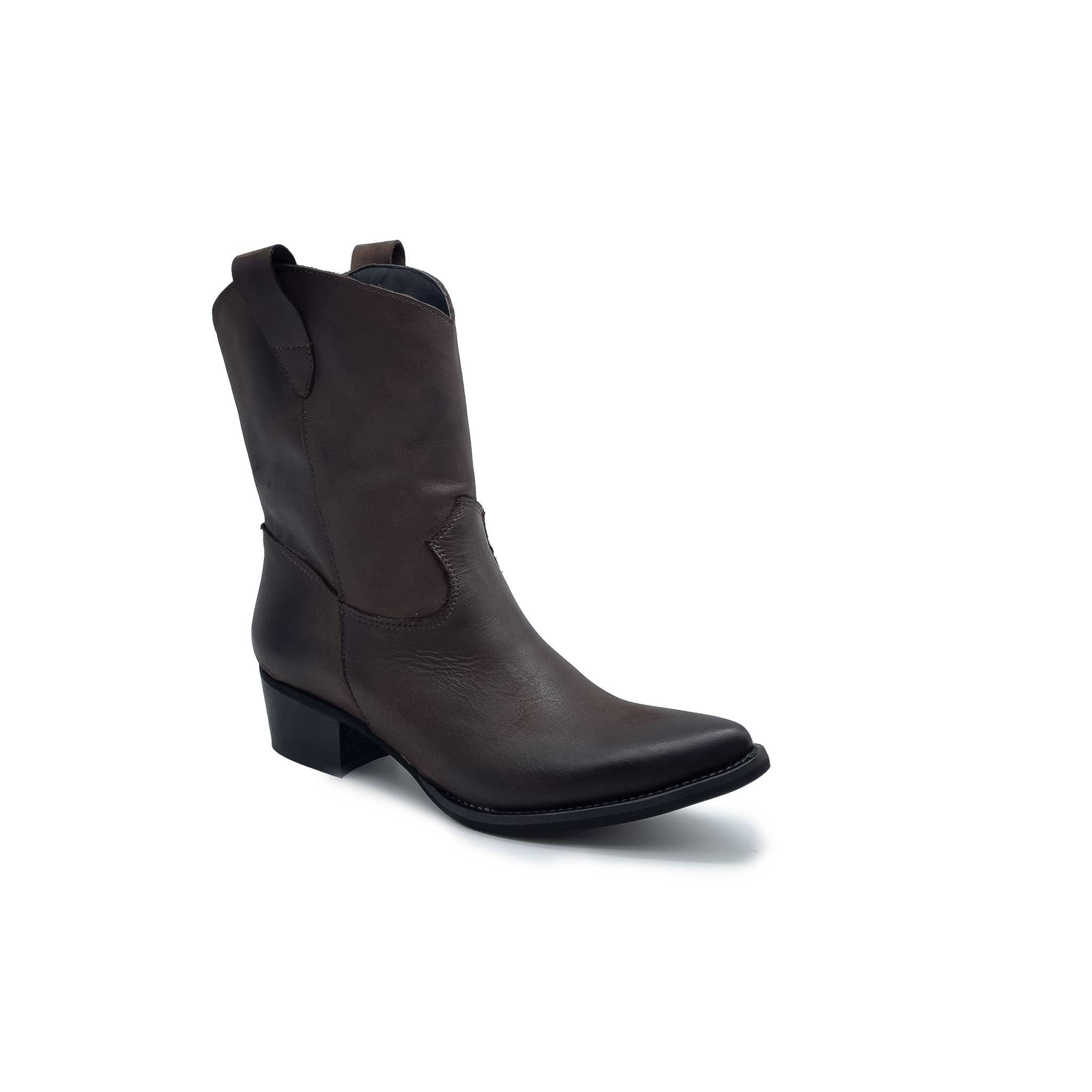WALKING NOW SRL - Wholesale Booties - Women's - Women's low heel ankle boots in genuine brown nubuck leather
