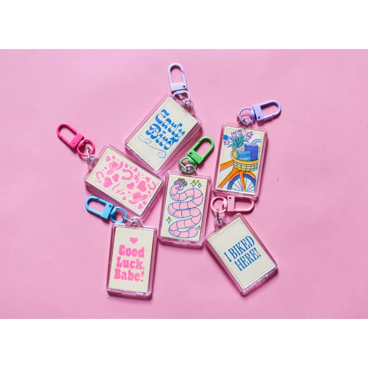 Early Bird Gets the Worm Riso Keychain or Bag Charm for wholesale by By Danielle Witten